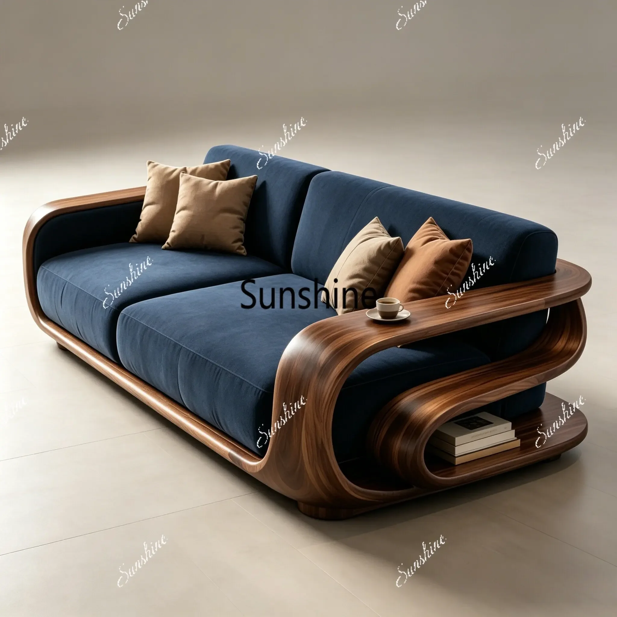 

New Chinese modern living room home simple solid wood sofa