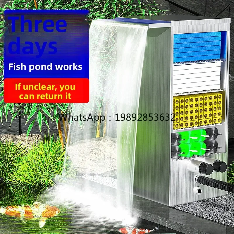 

W21- Aquatic Plant Aquarium Filter Fish Pond Water Circulation Filtration System Steel Vertical Waterfall Filter Box Wholesale
