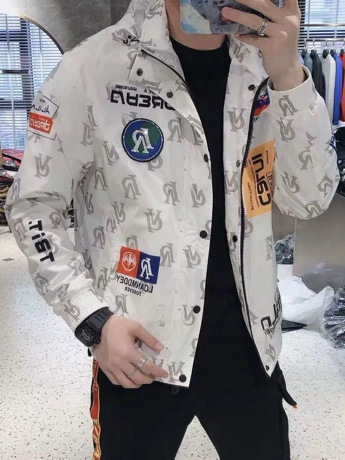 

Мужская толстовка с вышивкой Jaet, весенне-осенняя тонкая верхняя одежда, повседневная одежда белого цвета со стразами, длинная молния све