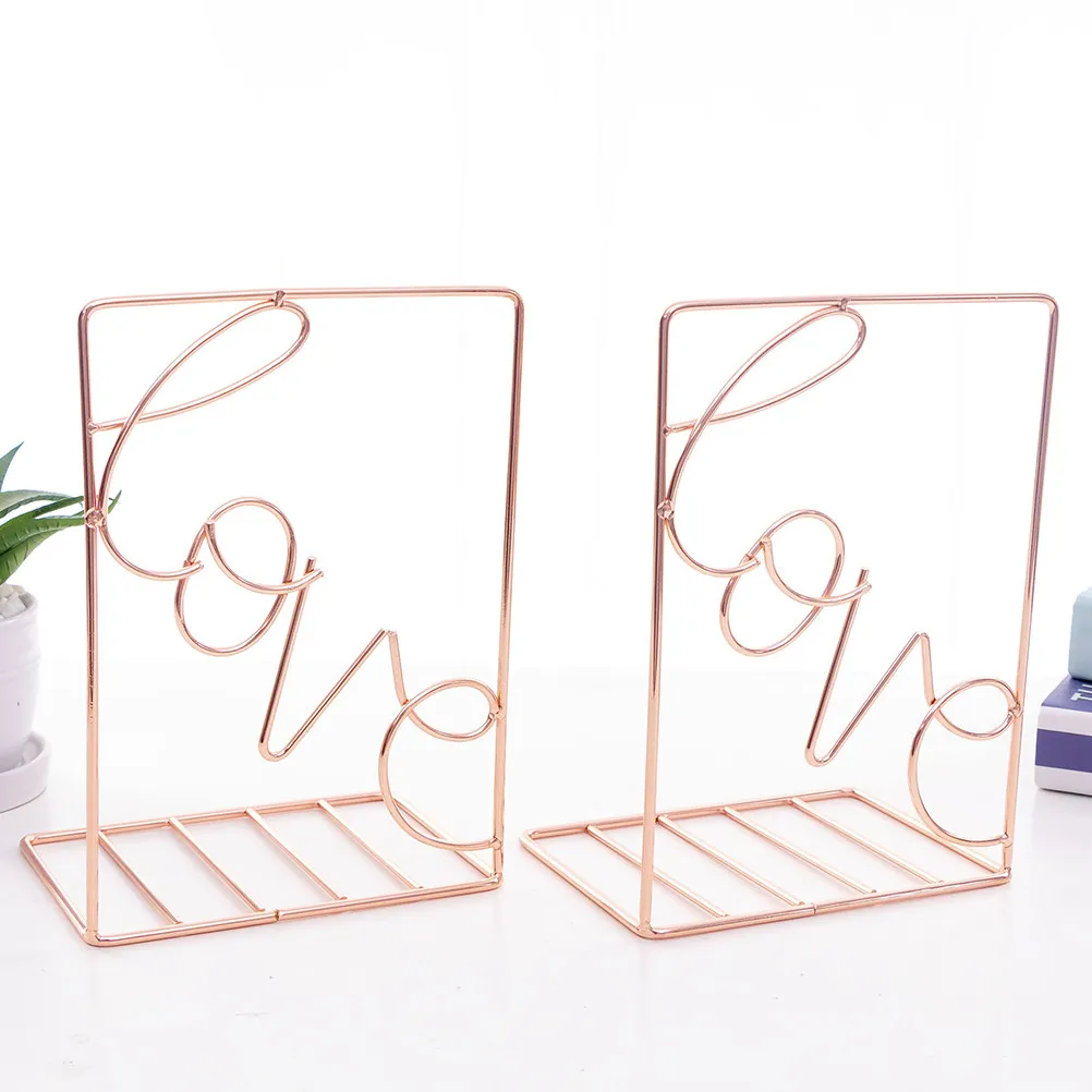 Creative Rose Shaped Iron Bookends Nonskid Book Supports for Shelves Desktop Office Home Study Room Magazine Files