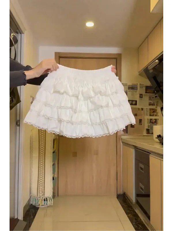 

plus Size Velvet Cake Skirt Short Skirt Lace Splicing Sweet Style Women's Autumn Winter New High Waist Commute Korean Style