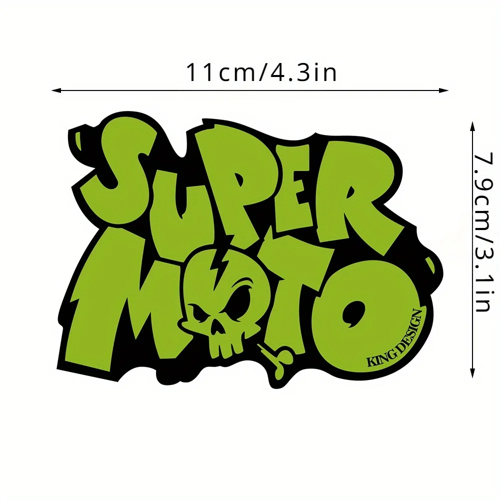 Waterproof Vinyl Sticker 1PC, Super Moto Graffiti Graphic Decal Various Colors for Car Motorcycle Helmet Laptop