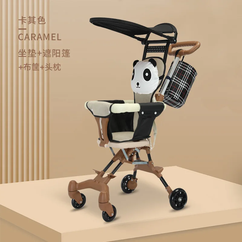 One-touch foldable baby stroller, two-way sit-on, high-view stroller, lightweight four-wheel baby stroller