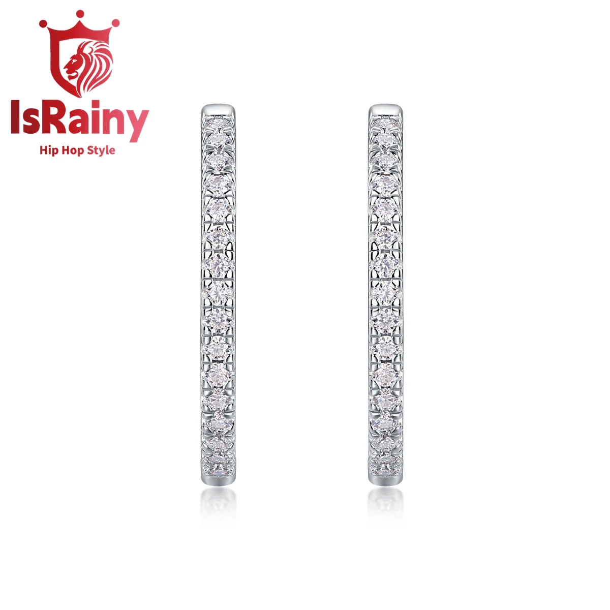 

IsRainy Hip Hop Rock 925 Sterling Silver GRA Moissanite Diamond Wedding Engagement Ear Hoop Earrings Fine Jewelry for Women Men