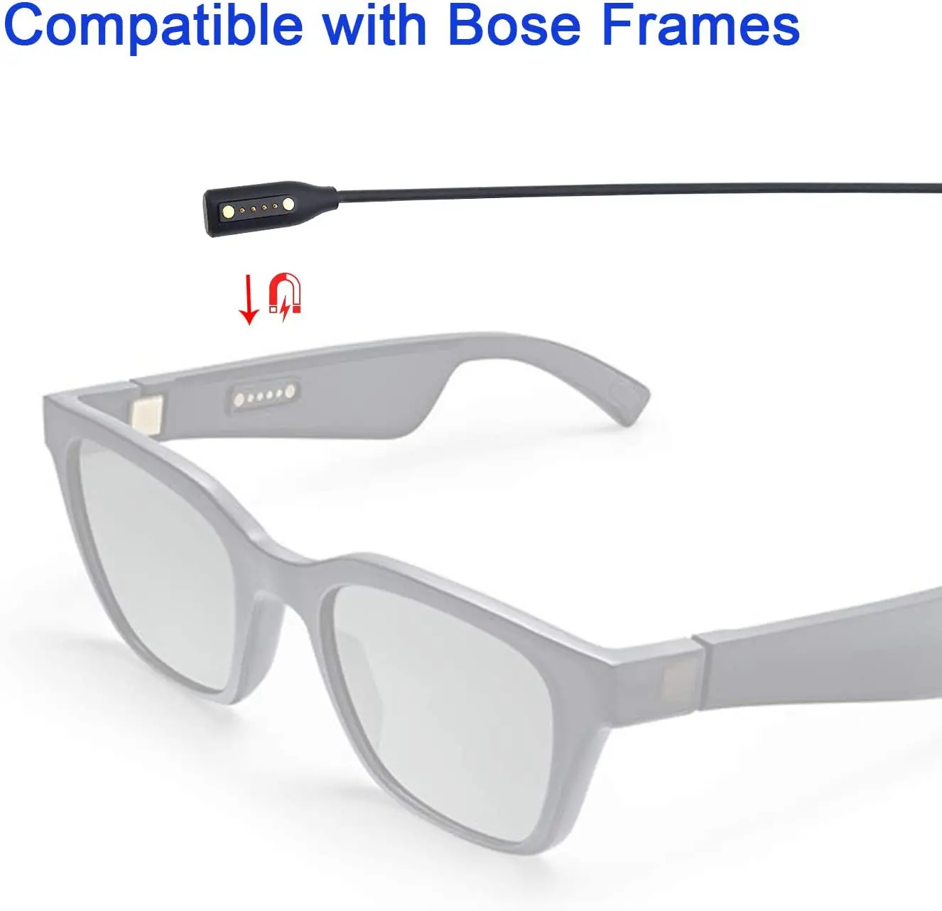 2PCS Premium Replacement Magnetic Charging Cable Compatible with Bose Frames Alto and Rondo Audio Bluetooth Sunglasses