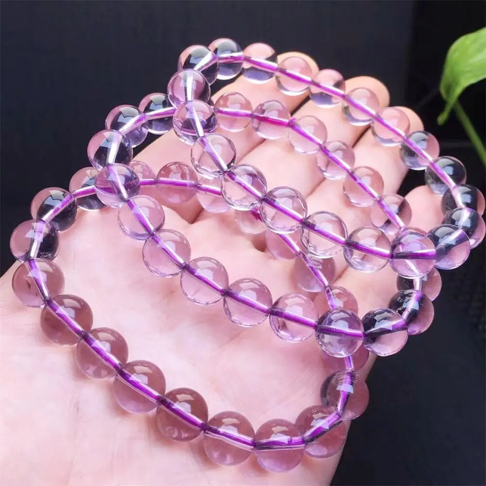 8MM Natural Bolivia Amethyst Bracelet Women Fashion Elegant Healing Fengshui Strand Wristband Gift 1PCS