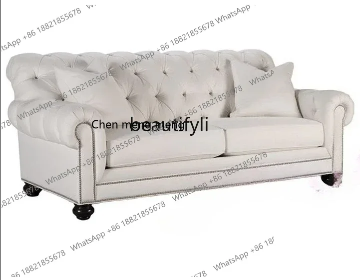 New arrive American country export fabric linen sofa buckle leisure sofa 1 + 2 + 3 combination sofa