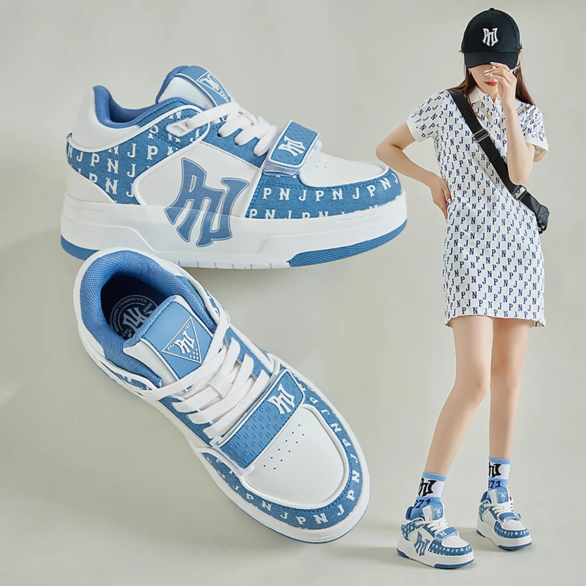 PNJ Little white shoes women 2024 Zhongbang thick soled sports shoes retro casual women's board shoes running shoes women