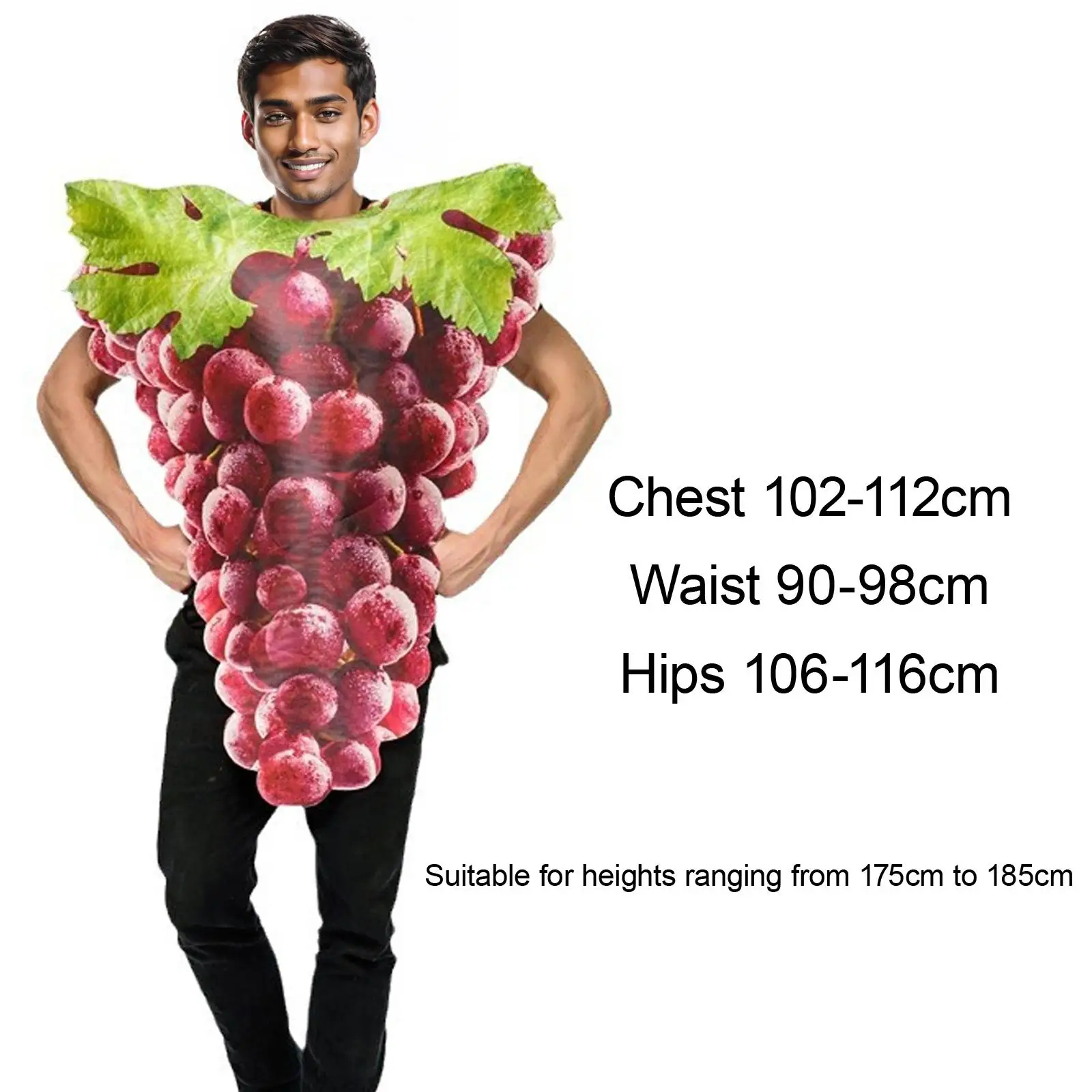 Adult Grape Costume Fruit Cosplay Outfit for Halloween Party Polyester Fancy Dress Role Play Carnival Stage Show Reusable