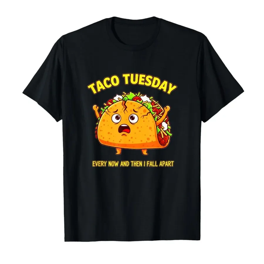 

Taco Tuesday Falling Apart Funny Graphic Tee Soft Cotton T-Shirt for Men Women Casual