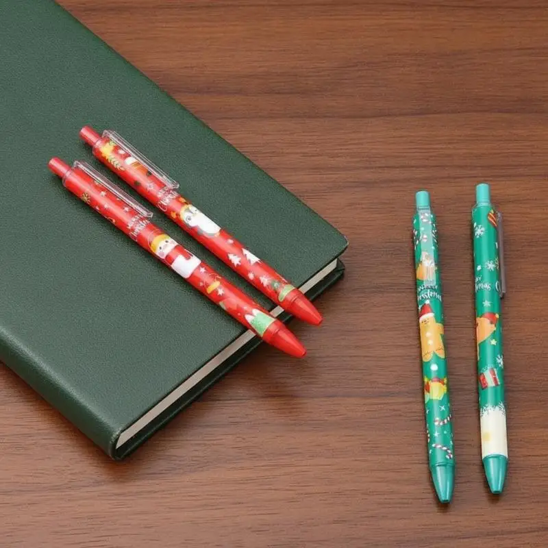 0.5mm Christmas Retractable Gel Pen 15/30Pcs Santa Snowman Reindeer Pattern Click Pen School Office Writing Stationery Xmas Gif