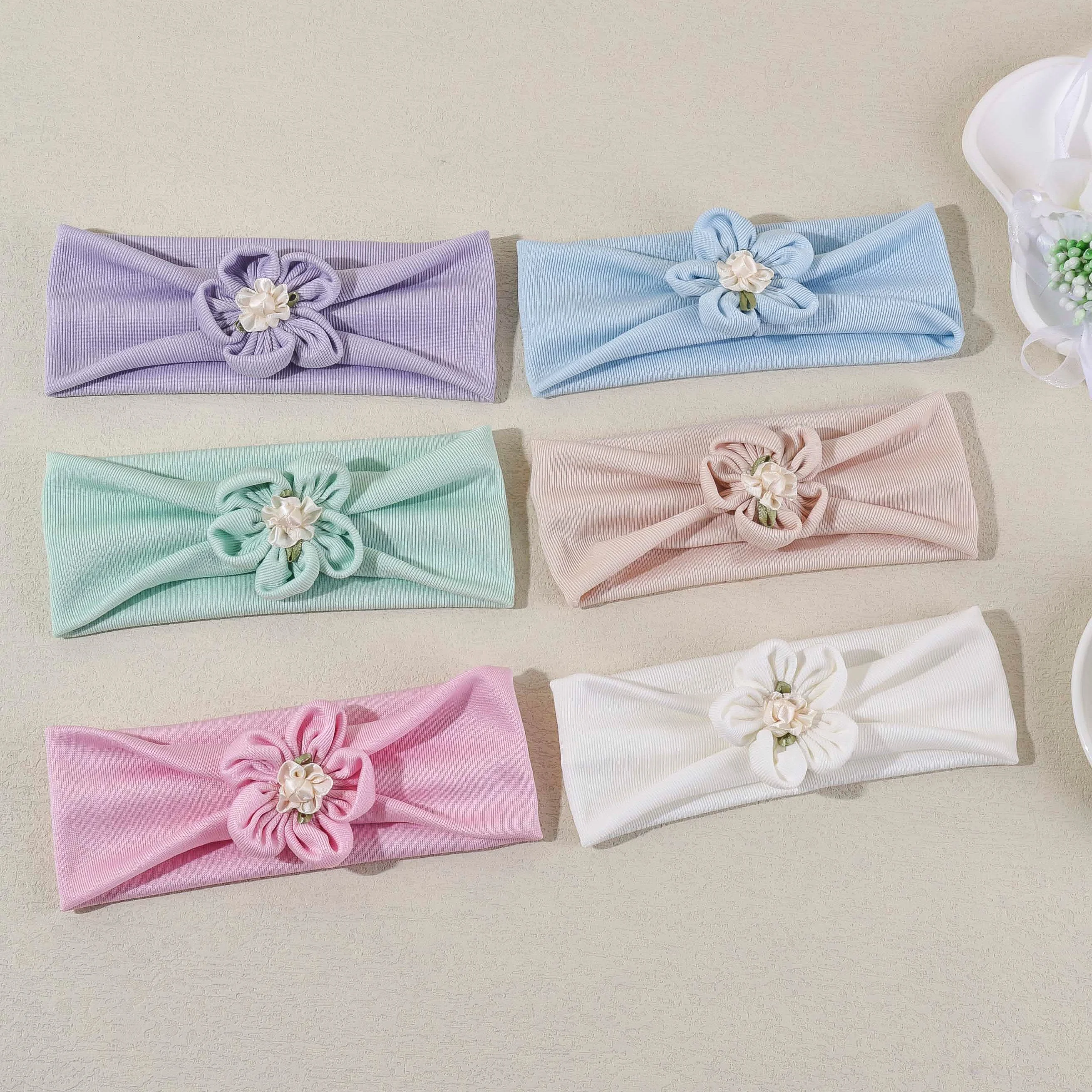 

Повязка на голову для девочек, милые эластичные резинки для волос с цветами, эластичные детские головные уборы, аксессуары для волос для новорожденных девочек