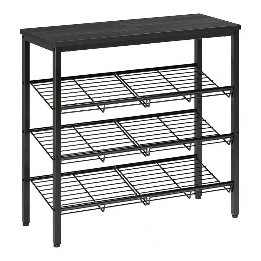 Rack Closet, 4 Tier Shoe Organizer Entryway, Shoe Shelf With Storage Shelves And Spacious Top, Holds 16 Of Shoes, Black