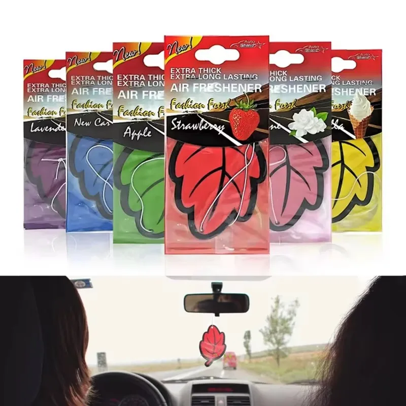 1/2/4/6PCS Car Accessories Interior Car Air Freshener Natural Scented Tea Paper Auto Hanging Vanilla Perfume Fragrance Leaf
