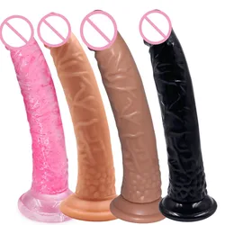 8.4 inch 21cm Realistic Erotic Jelly Dildo With Super Strong Suction Cup Sex Toys for Woman Artificial Penis G-spot Simulation