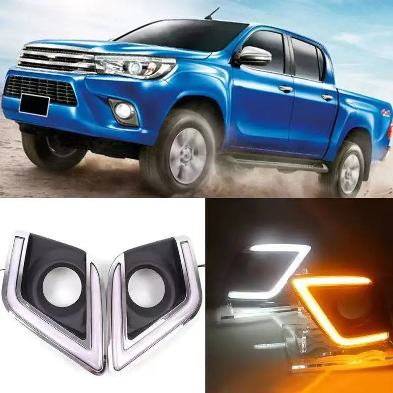 

SAAR Compatible with 15-16 Toyota Hilux VIGO Dual Color Daytime Running Car Modification Fog Lights LED Turn Signal Light