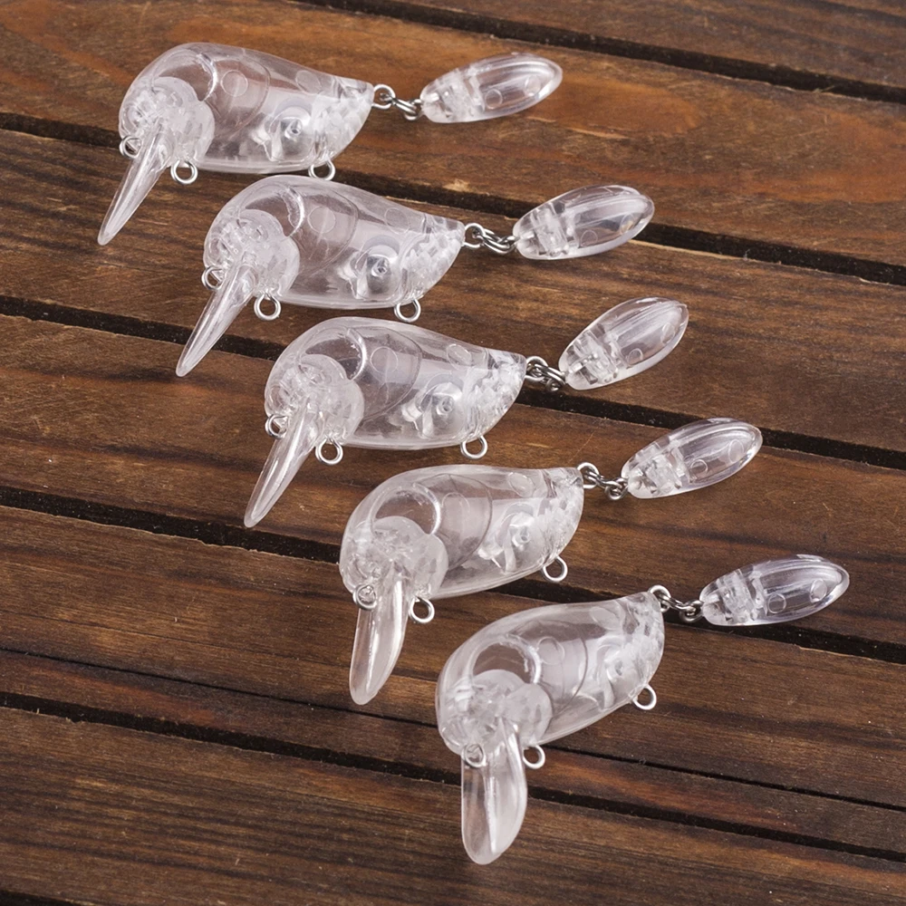 AYWFISH 20PCS Unpainted Crank Bait Floating Artificial Fish Tackle 6CM 4G Mini Crankbait Wobbler Blank For Bass Fishing Lure DIY