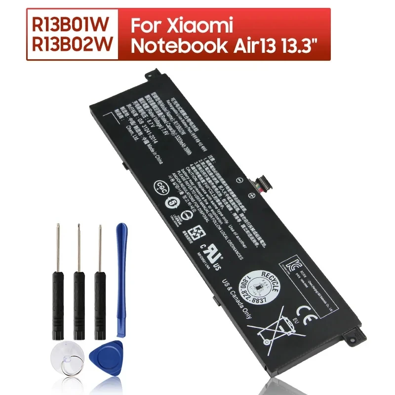 

NEW Replacement Laptop Battery R13B01W R13B02W For Xiaomi Mi Notebook Air 13 13.3" 161301-01 5320mAh Laptop Battery Tool