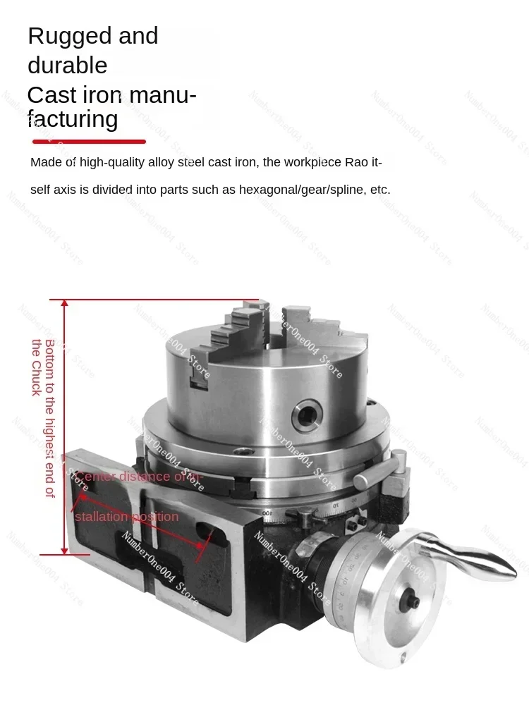 Milling Machine Universal Dividing Head Rotary Table Three-Jaw Chuck Universal Dividing Disc Rotator Dual-Purpose Manual Simple