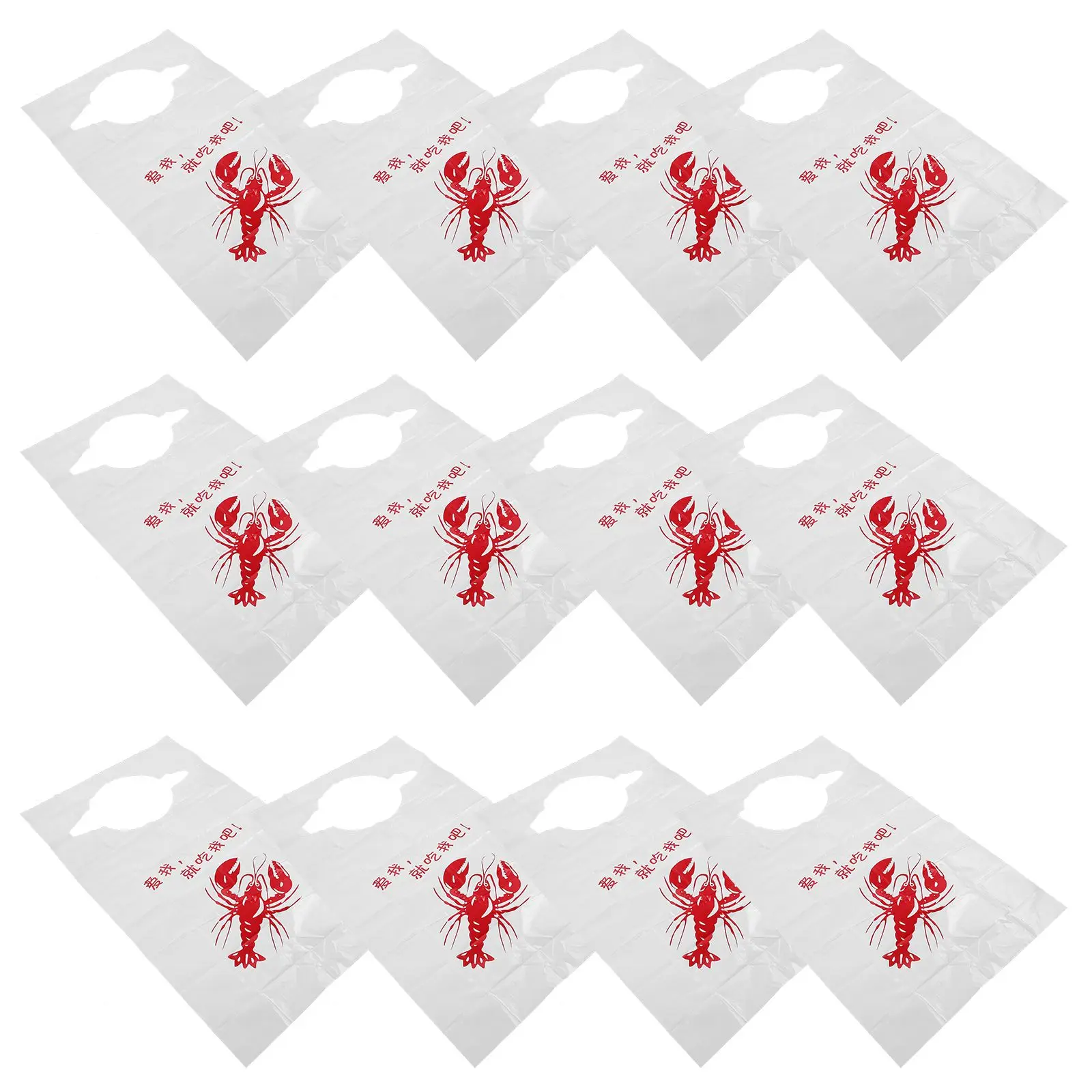 

100pcs Disposable Plastic Seafood Bibs for Adults Funny Lobster Pattern 36x60cm Practical Eating Accessories Lobster Bibs