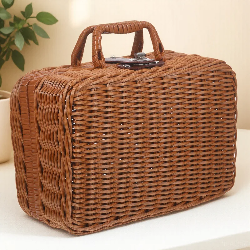 

Retro Style Woven Storage Box Large Capacity Handwoven Case For Home Bathroom Clothes Laundry Organizer Container Wicker
