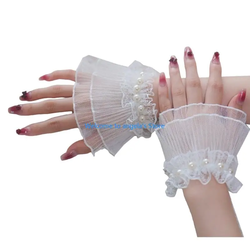 X4YC hoa tay tay ren cho móng tay nghệ sĩ Ngọc trai nhân tạo Cuffs cổ tay