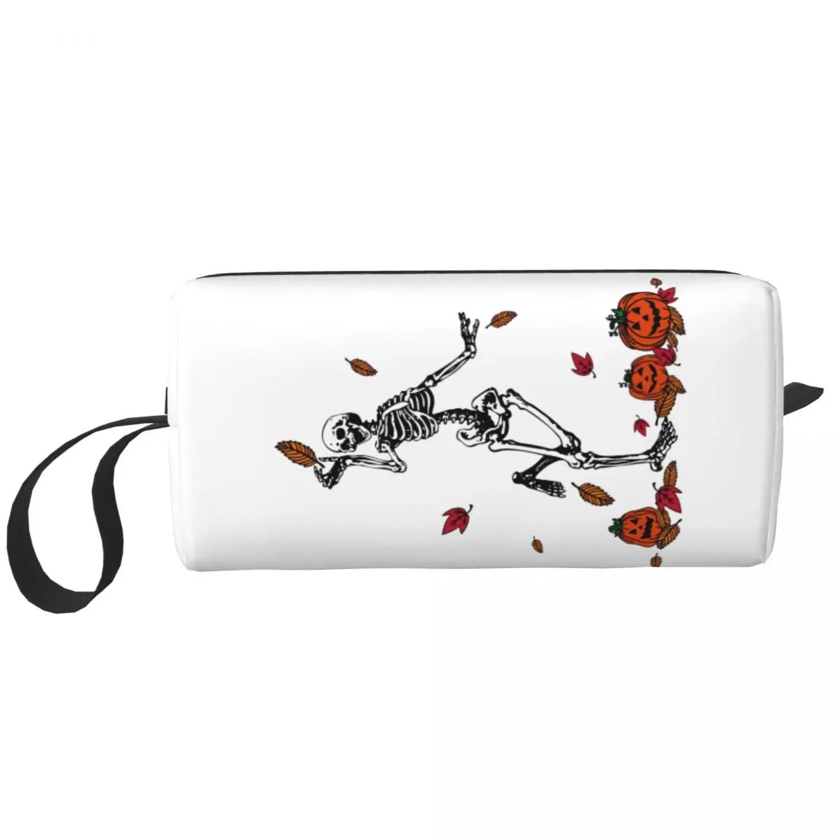 Benutzerdefinierte tanzende Skelett-Make-up-Tasche für Frauen, Reise-Kosmetik-Organizer, Kawaii, Halloween-Aufbewahrung, Kulturbeutel
