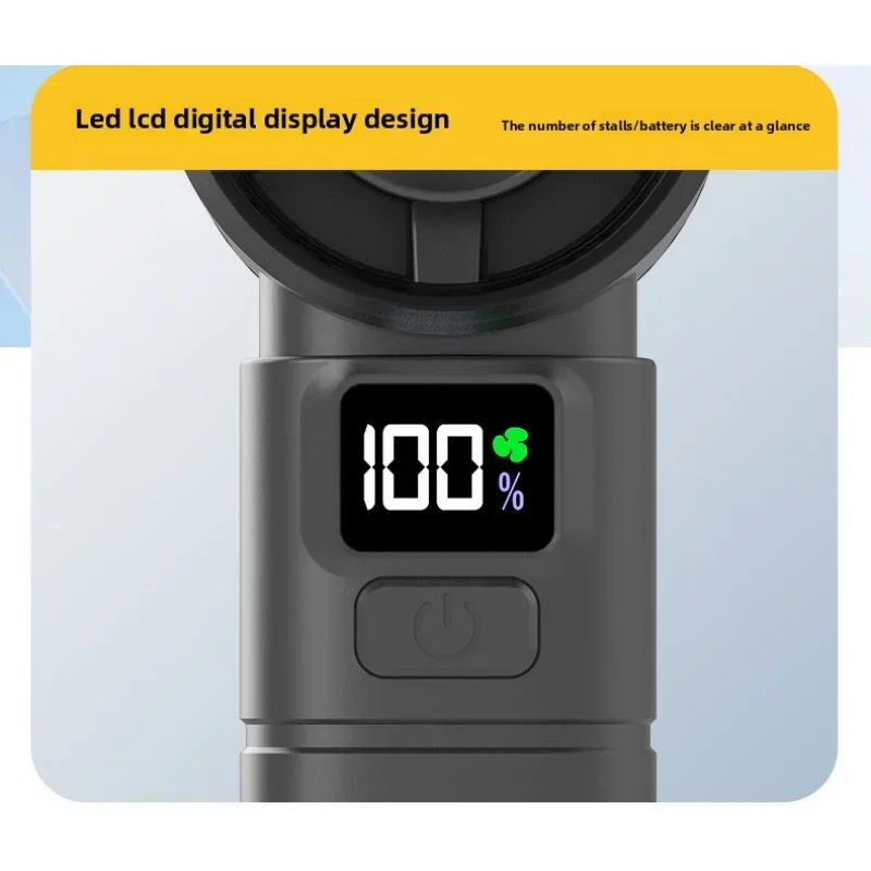 Ventilatore elettrico portatile Ventilatore portatile appeso al collo Display digitale Turbina pieghevole Ventilatore per ghiaccio a semiconduttore ad alta velocità