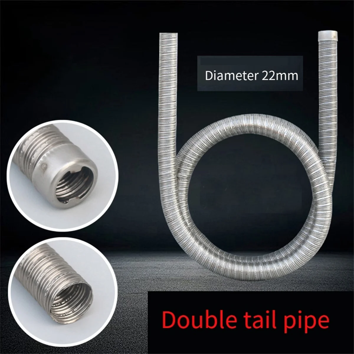 100cm Air Parking Heater Double-Layer Stainless Steel Exhaust Pipe Tube Gas Vent Hose Car Truck VAN 22mm