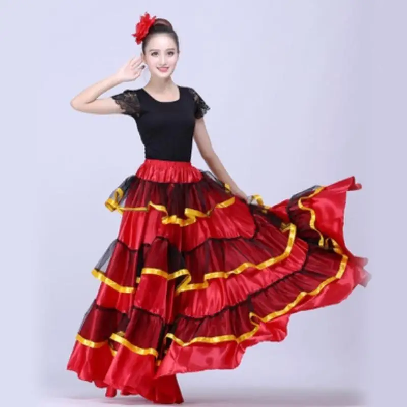 39BD Nữ Lớp Váy Dài Tây Ban Nha Múa Bò Váy Múa Bụng Váy Đu Lớn Flamenco Trang Phục Người Mexico Váy Múa Lê