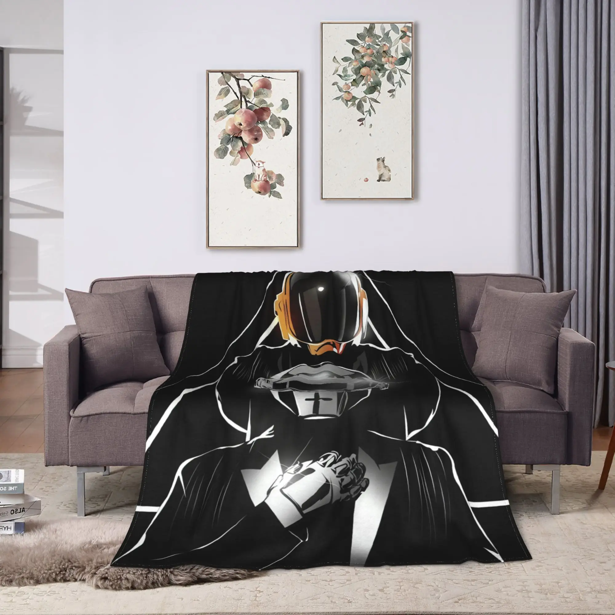 Daft Punk Electronic Music Blanket Winter  Cozy Throw Blanket For Adults Chair Sofa Bed Flannel Bedspread Bed Cover
