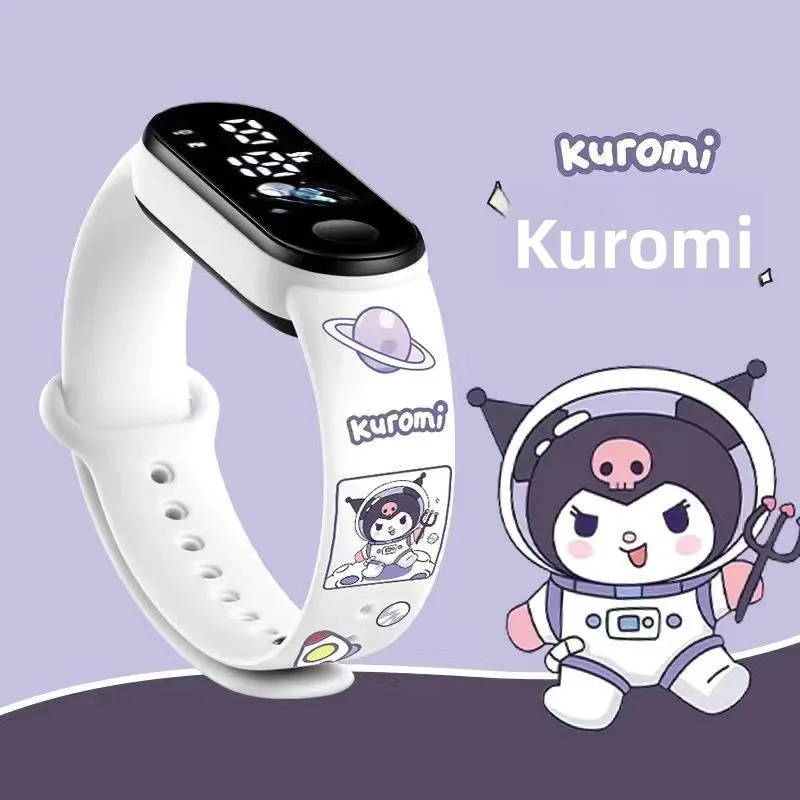 Kuromi & Cinnamoroll Kids Digital Watch Upgraded Waterproof Sports Model with Night Light Cute Fashion Student Timepiece