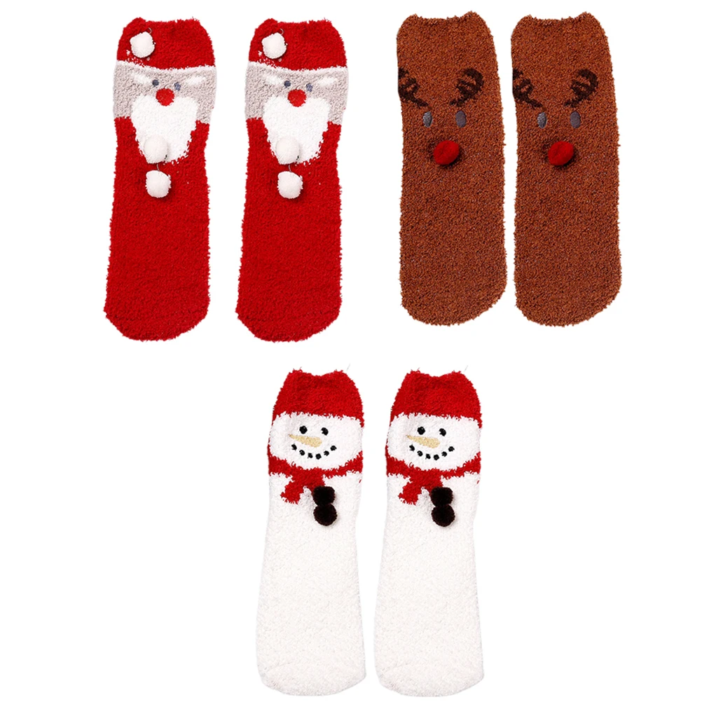 

Cartoon Ball Socks Women Thermal Comfort Coral Fleece Winter Socks Non Slip Soft Breathable Adults Youth Sizes Christmas