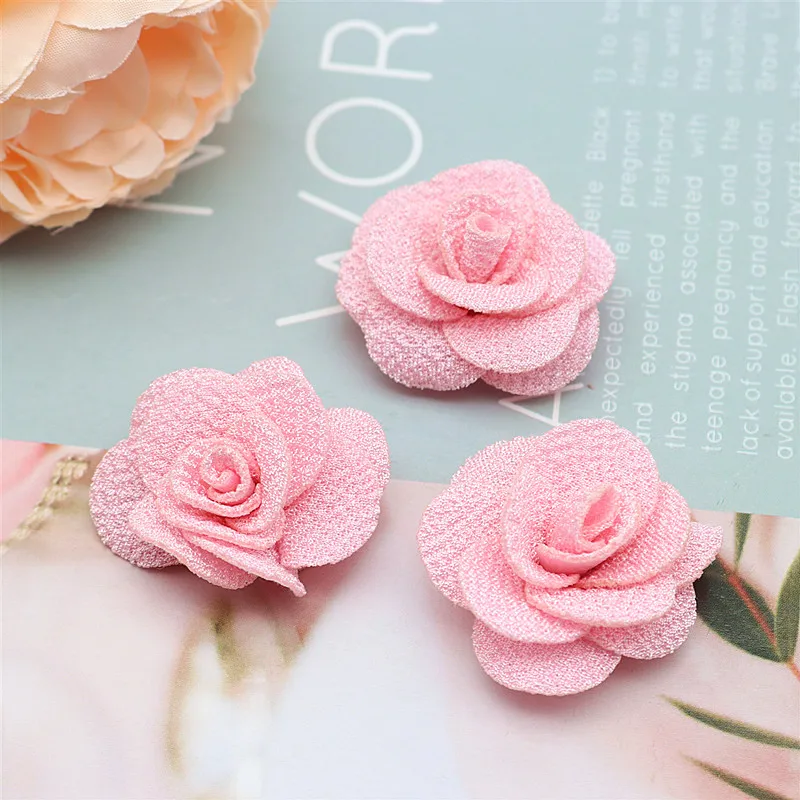 2.5Cm-3.5Cm Kleine Bloem Kleding Hoofddeksels Accessoires Drie-Dimensionale Bloem Handgemaakte Diy Haar Accessoires 24-48 Stuks