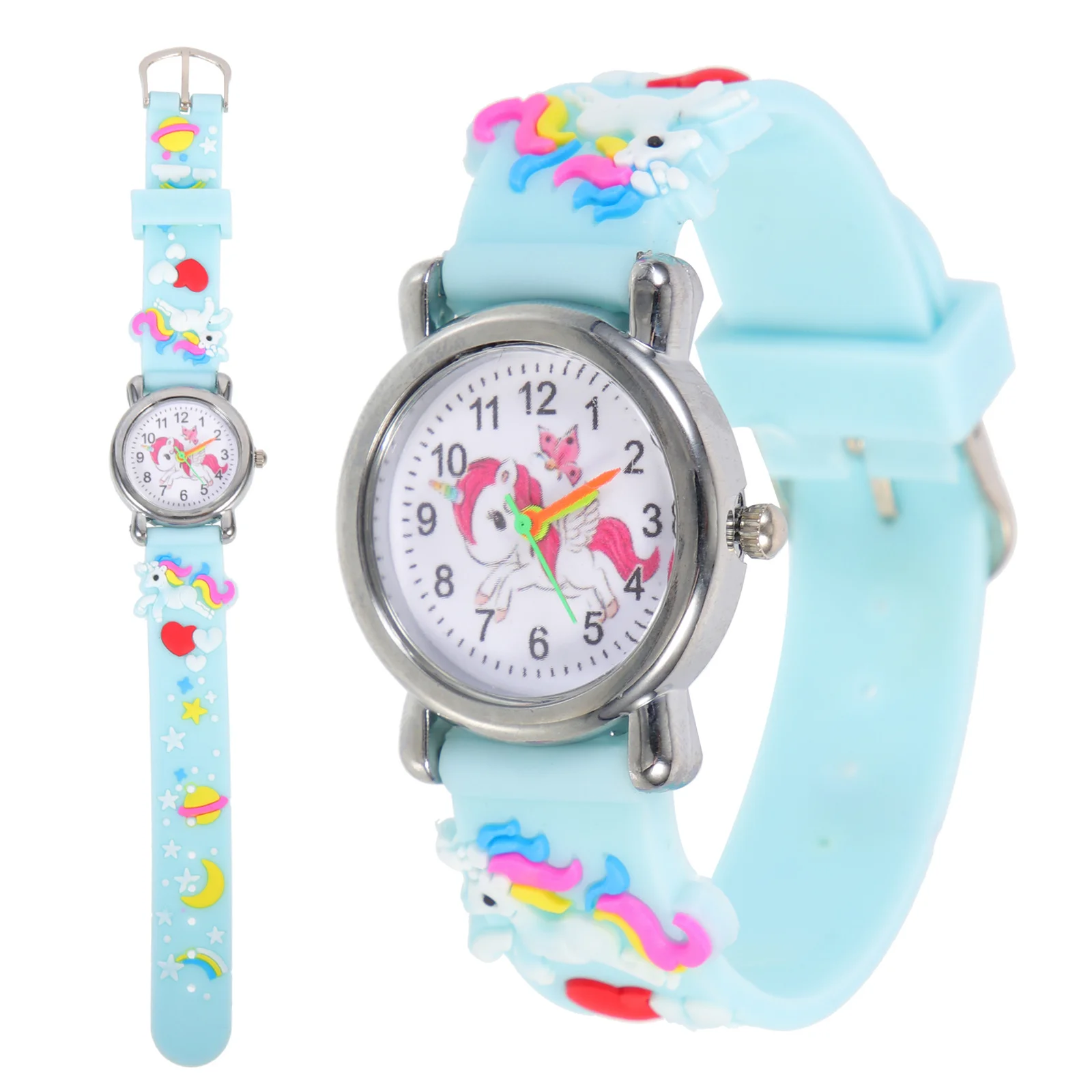 Reloj Unicornio Infantil Correa Silicona Ajustable Dibujo Animado Dial Para Niñas Niños Práctico Para Aprender Tiempo Portátil Diseño Encantador Regalo Cumpleaños Navidad Escuela