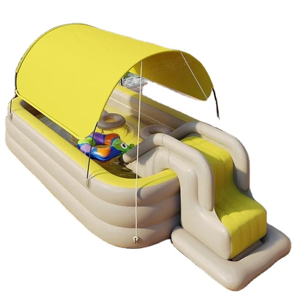 Inflatable outdoor swimming pool foldable bathtub awning children's large slide pool