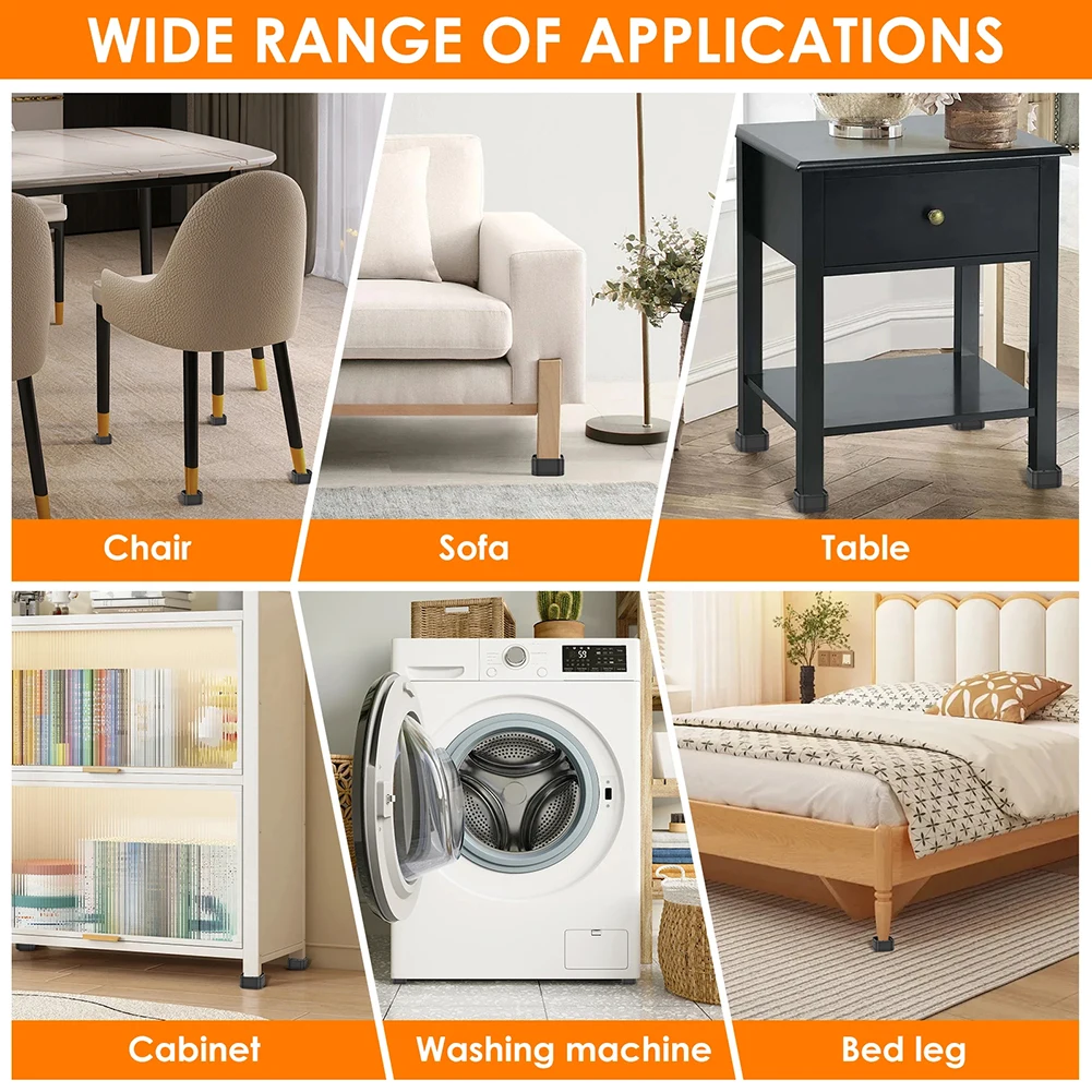 4/8Pcs Adjustable Furniture Feet Riser Stackable Chair Heightening Foot Pad Bed Raising Blocks for Table Desk Couch Chair Sofa