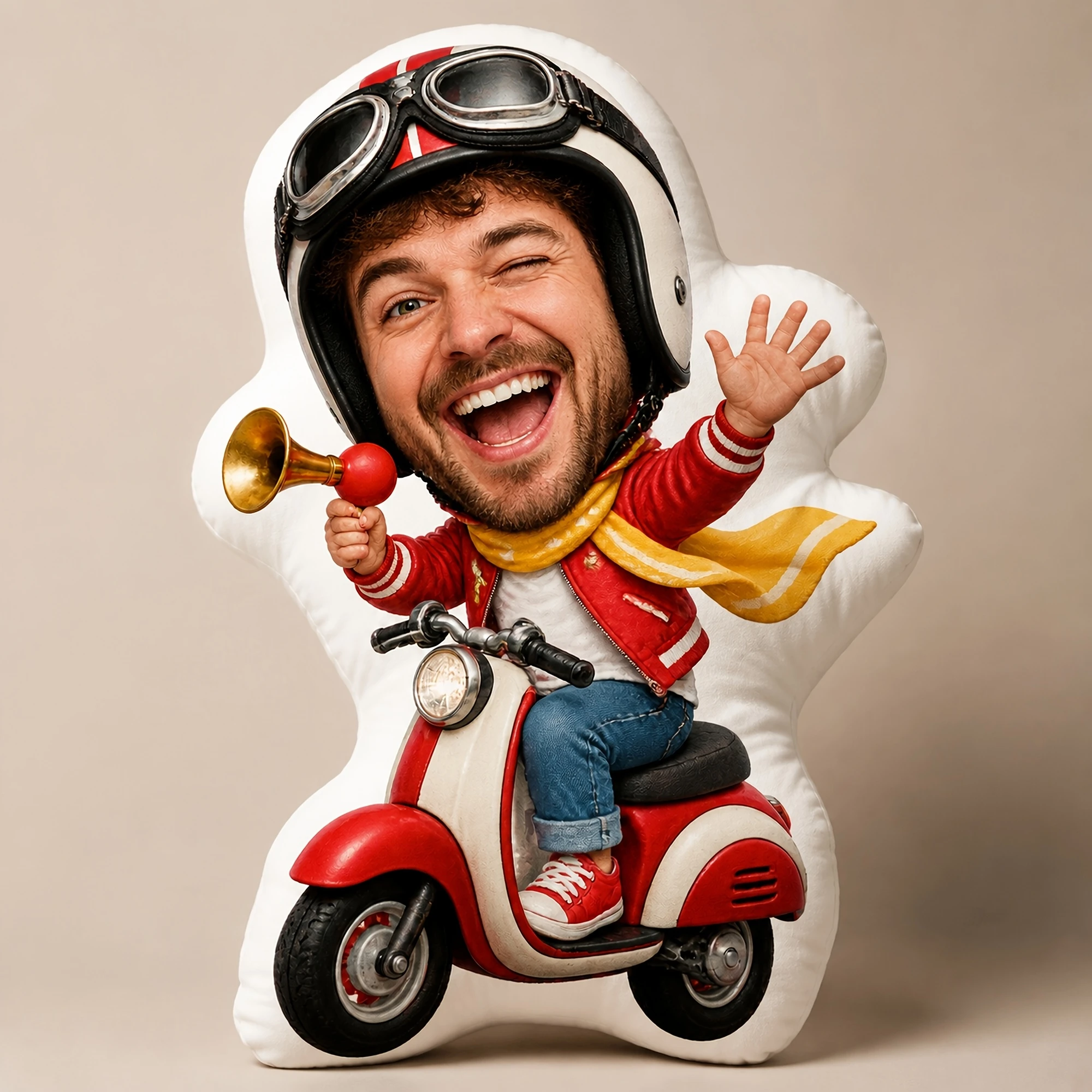 1pc [2D Flat] Custom Double Sided Printed Creative Novelty Shaped Pillow, Funny Scooter Rider Design Cushion for Home Sofa Chair