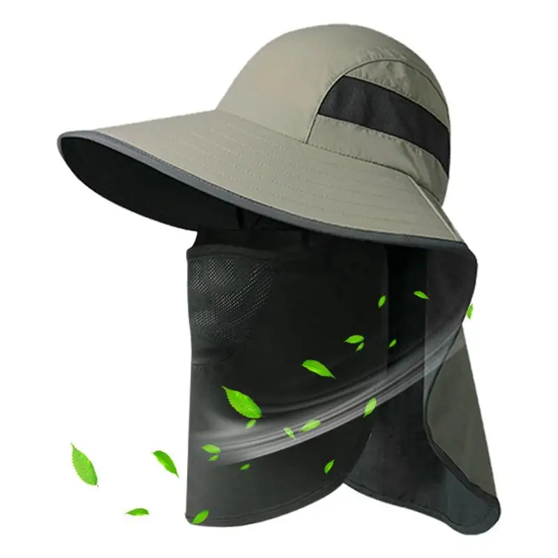 

Fishing Hat With Neck Flap For Men Wide Brim Sun Protection Face Cover Face Neck Flap Cover UV Protection Breathable UPF50 For