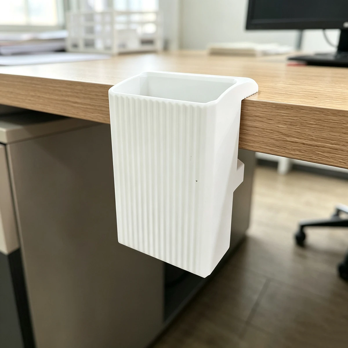3D Printed Clip-On Side Pen Holder for Desk, No-Drill Hanging Storage Box for Office Desk, Desk Clip-On Pen Holder, Stationery and Miscellaneous Storage Rack