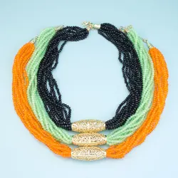 Sunspicems Chic Morocco Women Choker Necklace Crystal Beads Chain Sets Arabic Bridal Wedding Jewelry Gold Color Caftan Bijoux