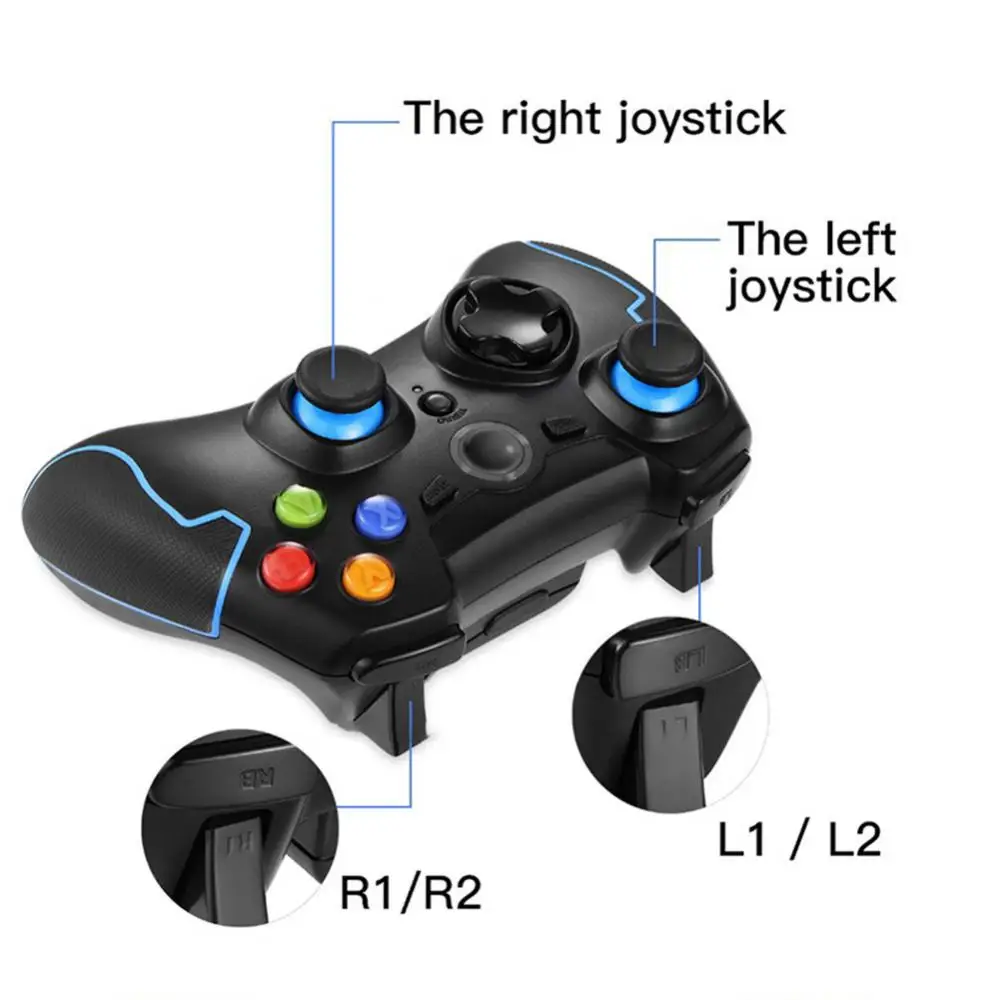 ESM-9013 Gamepad Wireless Joystick For Android Smart TV Box Gamepad For Android Phone PC PS3 Vibration Joypad (Blue+Red)