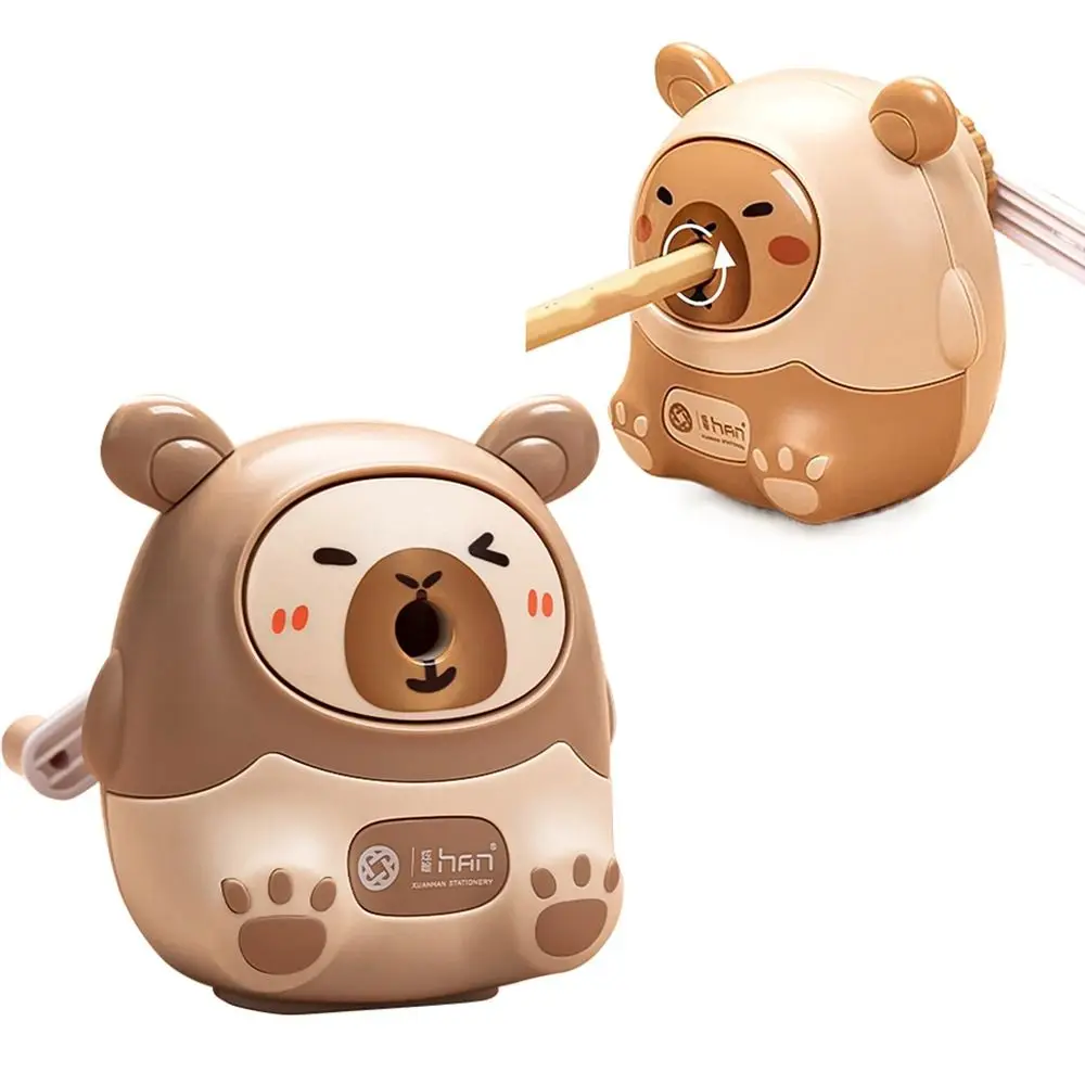 Hand Crank Capybara Pencil Sharpener Automatically Enters Cartoon Manual Pencil Sharpening Tool Labor-Saving Durable