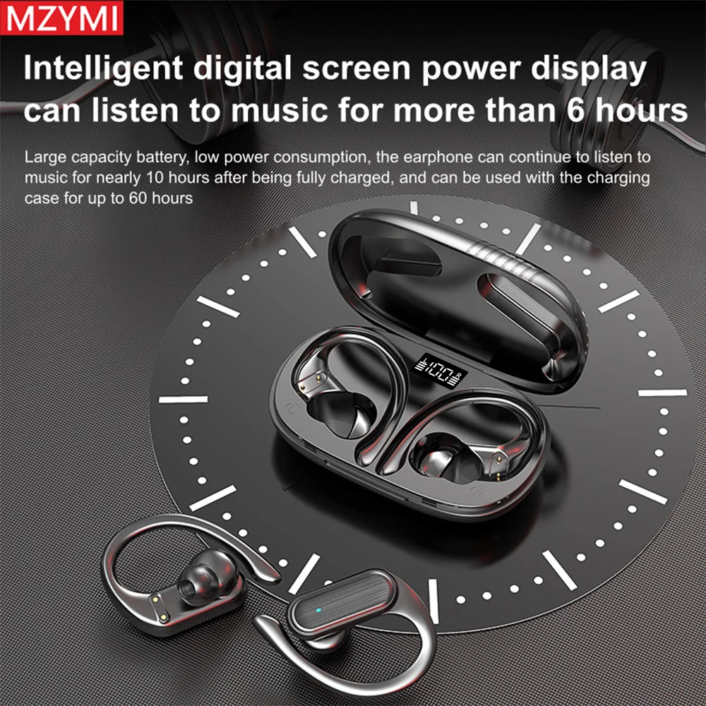MZYMI Over Ear Wireless Bluetooth Headphones Bluetooth 5.3 Intelligent Digital Power Display Physical Noise Reduction For Sports