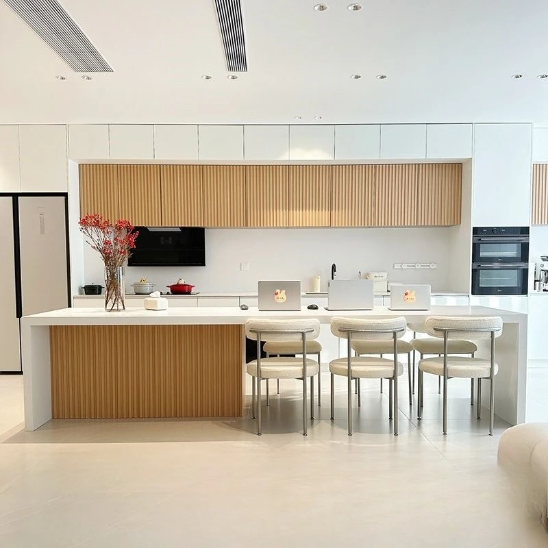 Island table integrated household Qi rock slab middle guide table large flat restaurant Nakajima platform