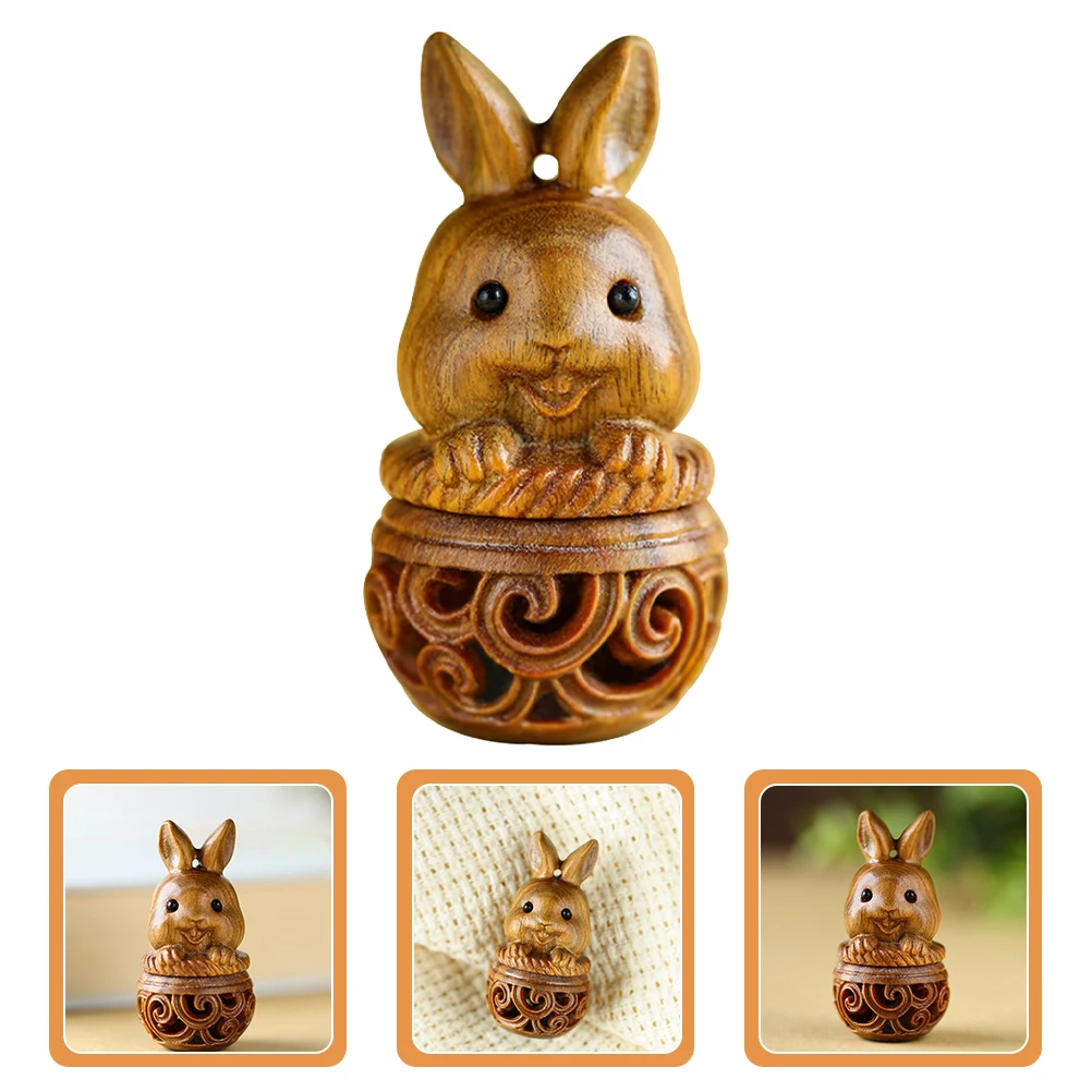 

Wooden Carving Rabbit Sachet Pendant Hollow Hanging Decor For Aroma Beads Diy Jewelry Making Accessory Car Hanging Key Chain