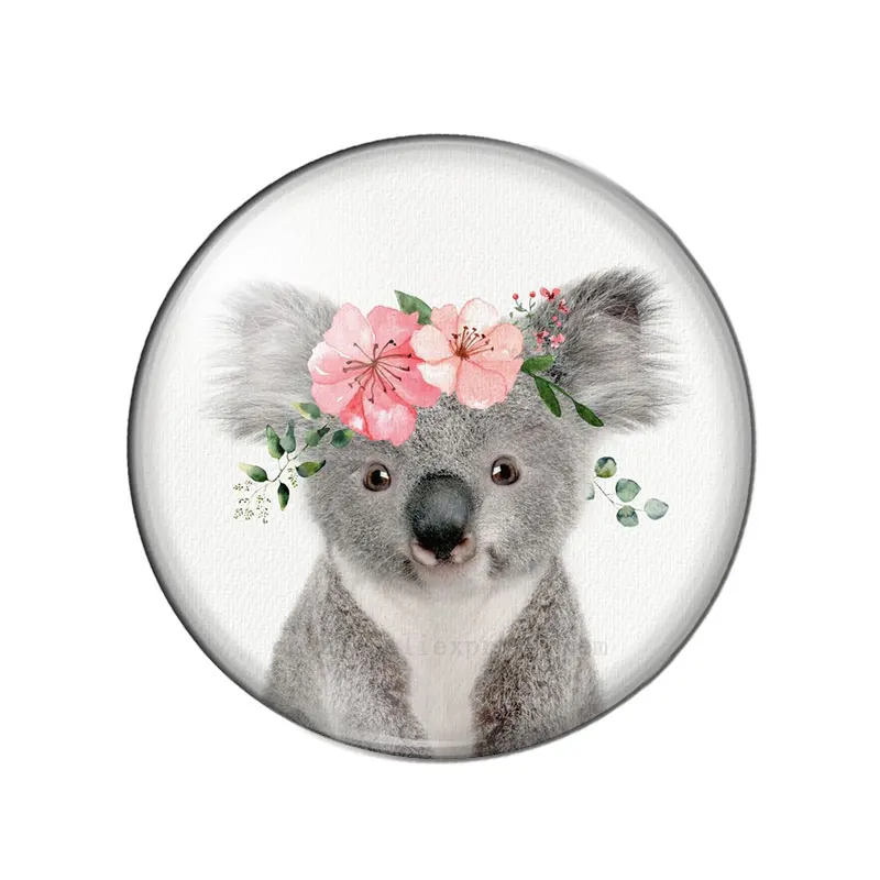 Painting Flower Animals Bear Tiger Wolf Fox 10pcs 12mm/18mm/20mm/25mm Round photo glass cabochon demo flat back Making findings