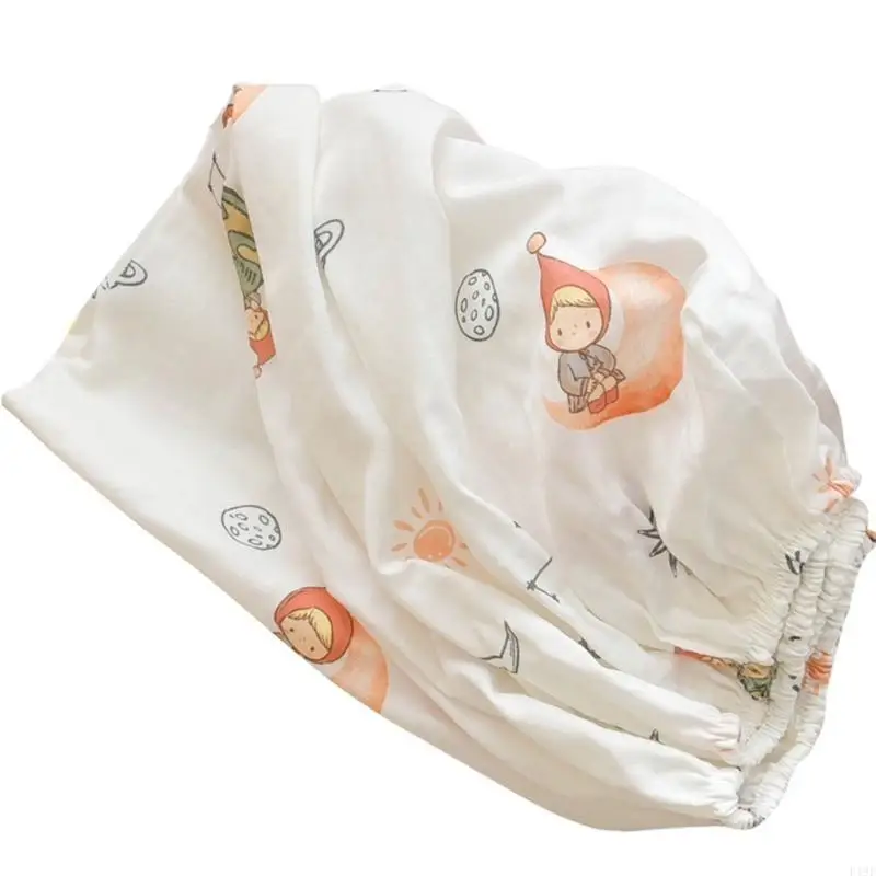 F19F Baby Crib Fitted Sheet Soft & Breathable Lovely Printed Bed Cover Cotton Fitted Sheet for Cosy Nursery Room
