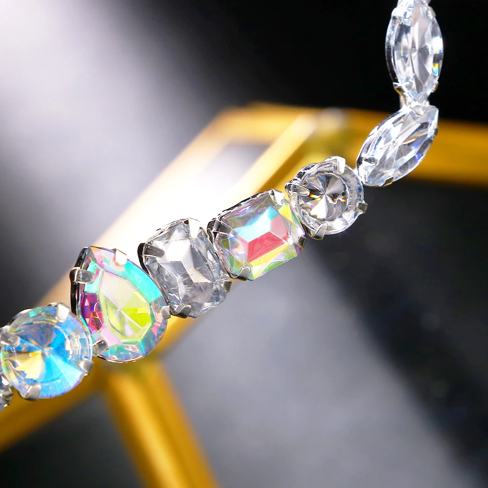 Rave Geometric Rhinestone Eyeglasses Frames Face Decoration for Women 2023 Luxury Designer Crystal Face Jewelry Frames No Lenses