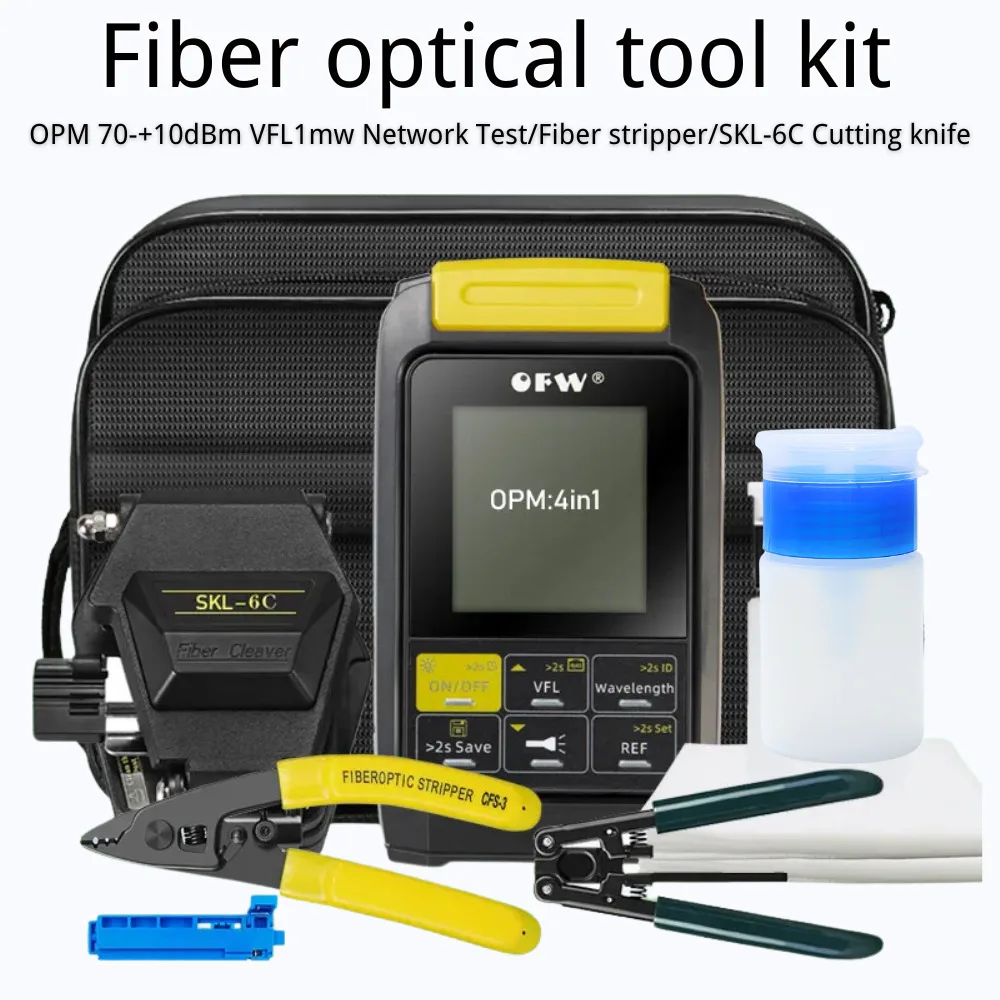 4 In1 Fiber Optical Power Meter OPM Visual Fault Locator VFL 10MW SKL-6C/FC-6S Fiber Cutting Knife Optic Tool Kits Stripper FTTH